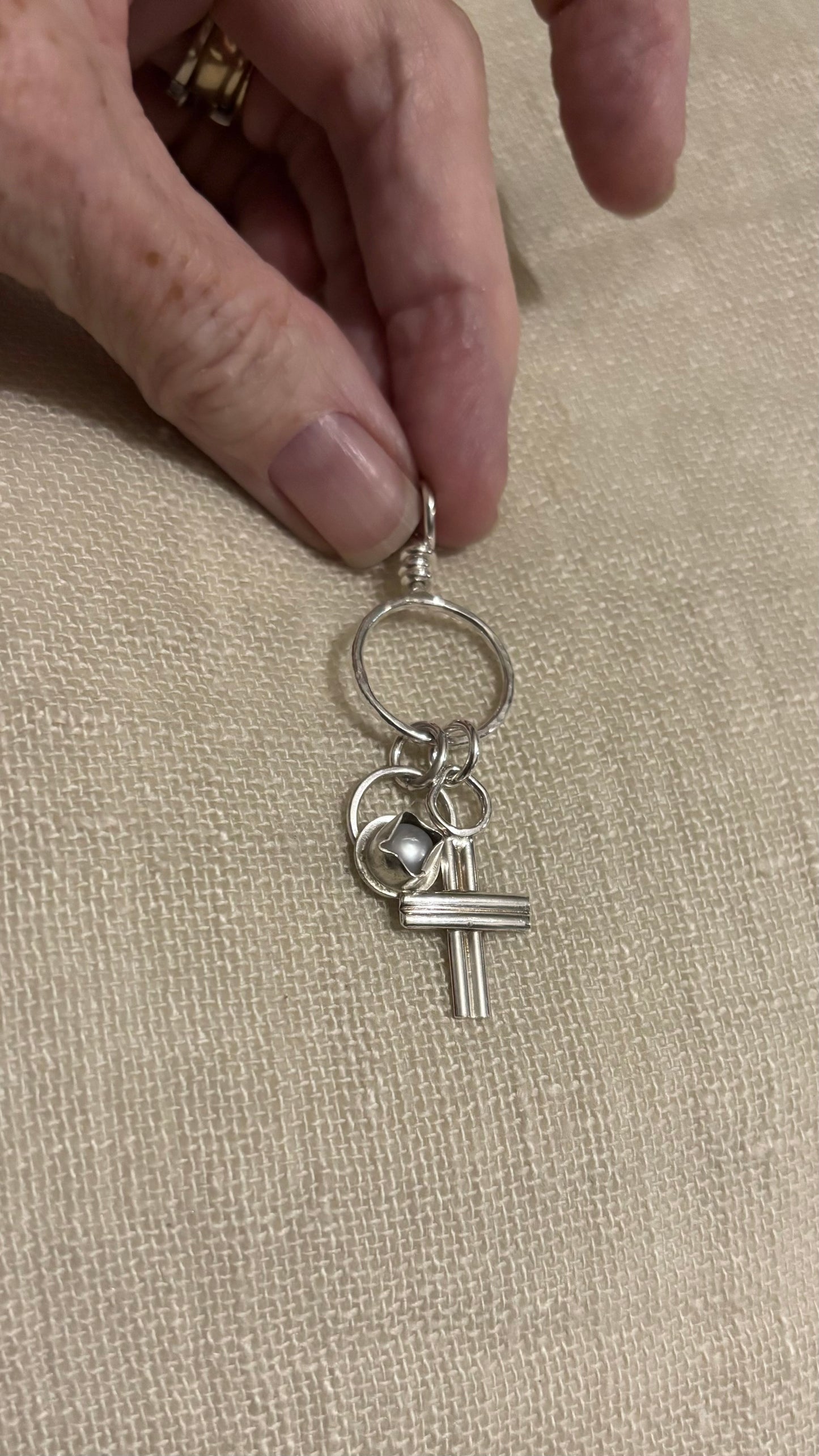 Charm - Cross and Freshwater Pearl
