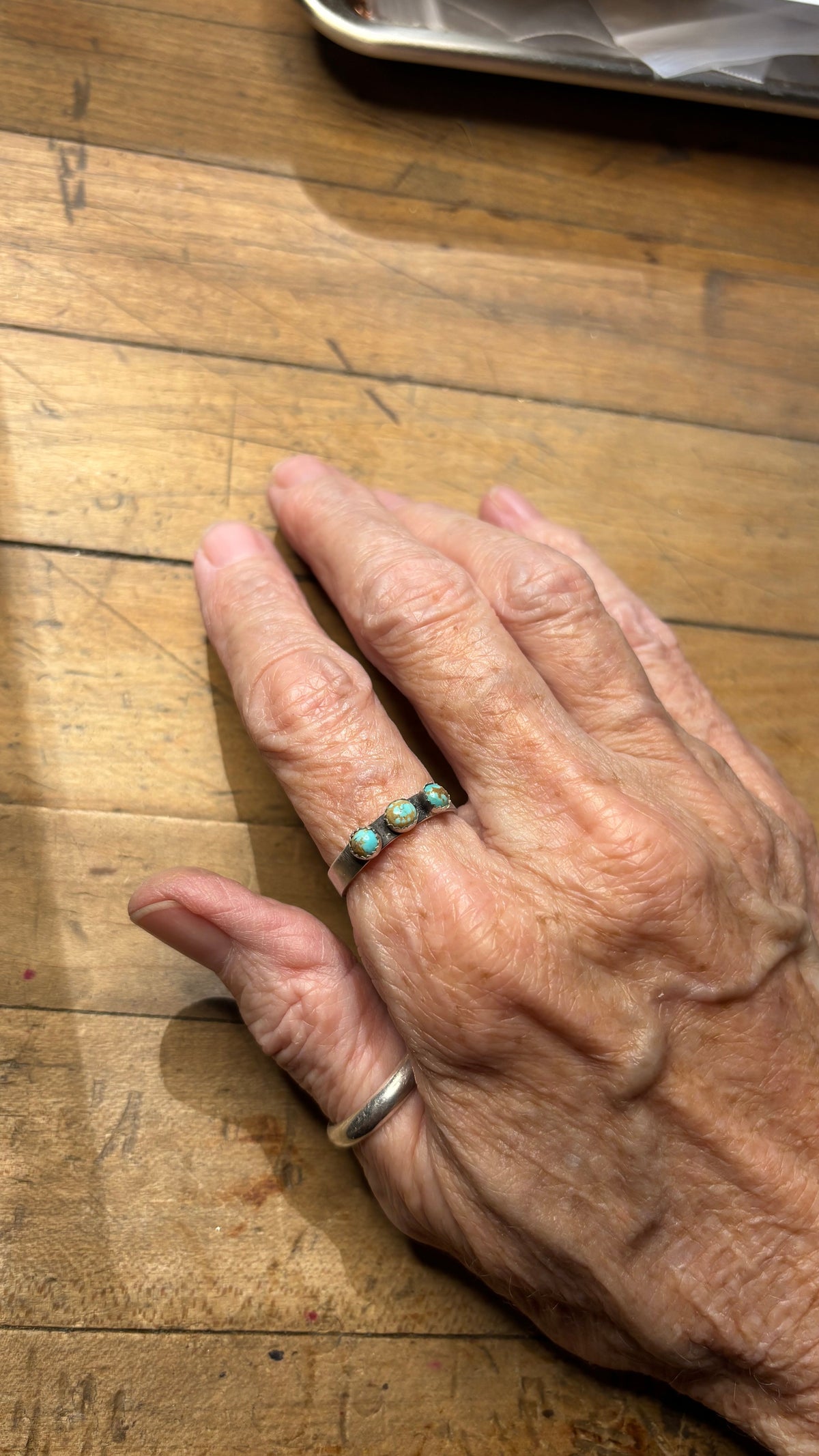 Kingman Turquoise Stacker Ring – Sterling Silver