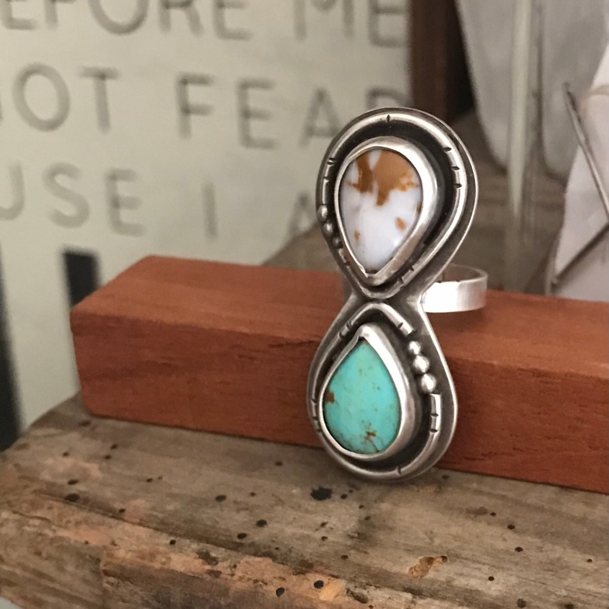 Agate and Turquoise Ring