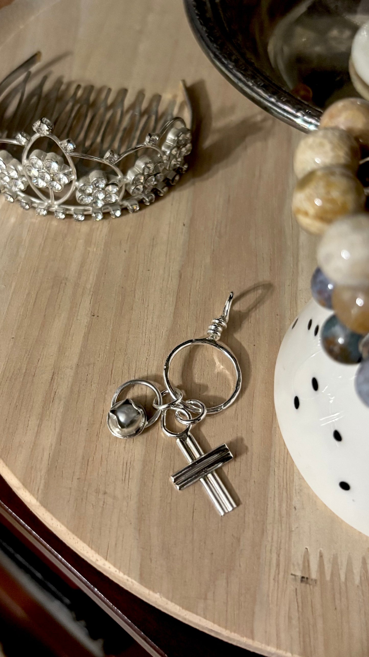 Charm - Cross and Freshwater Pearl