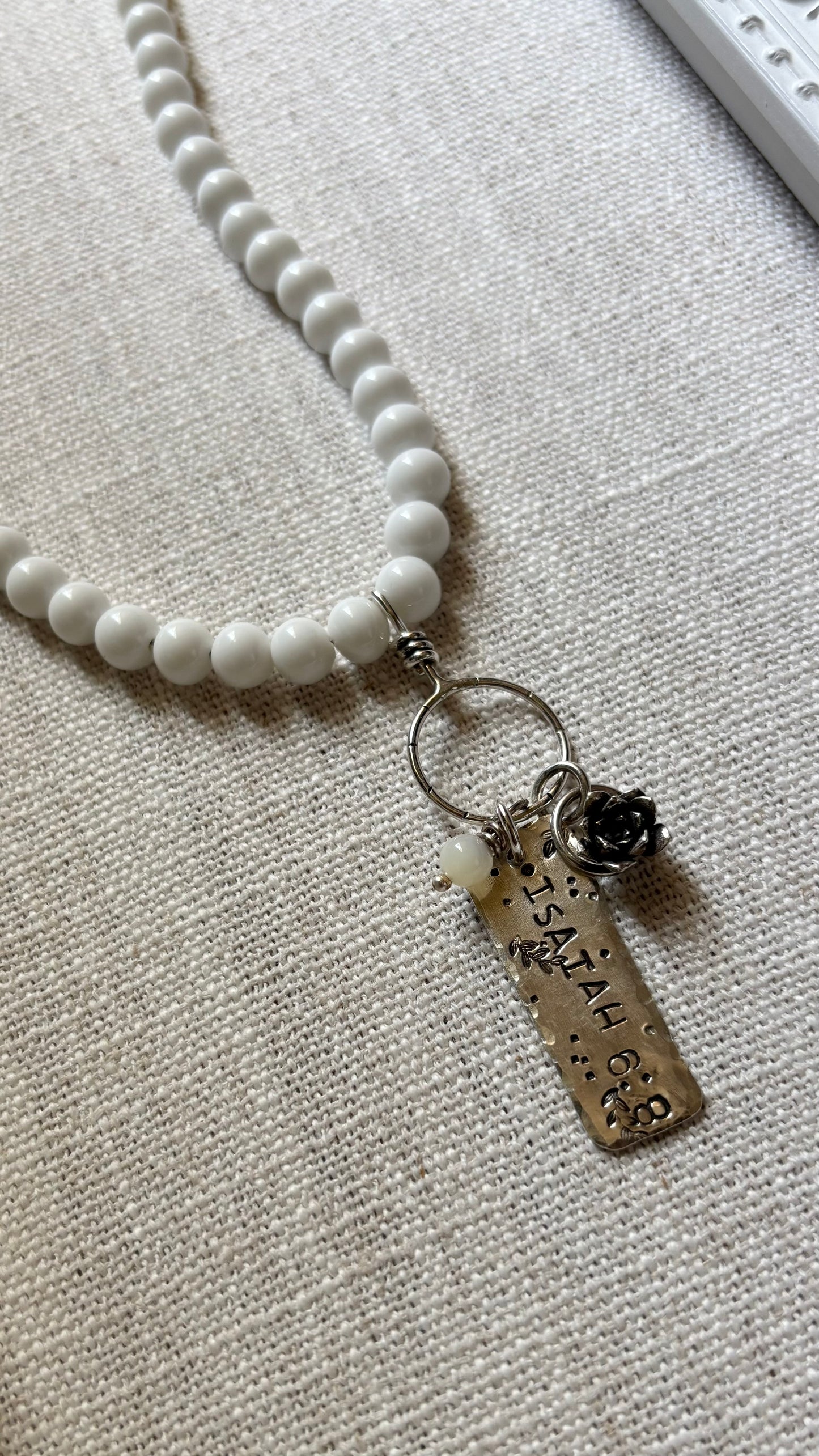 Milk Glass Charm Necklace