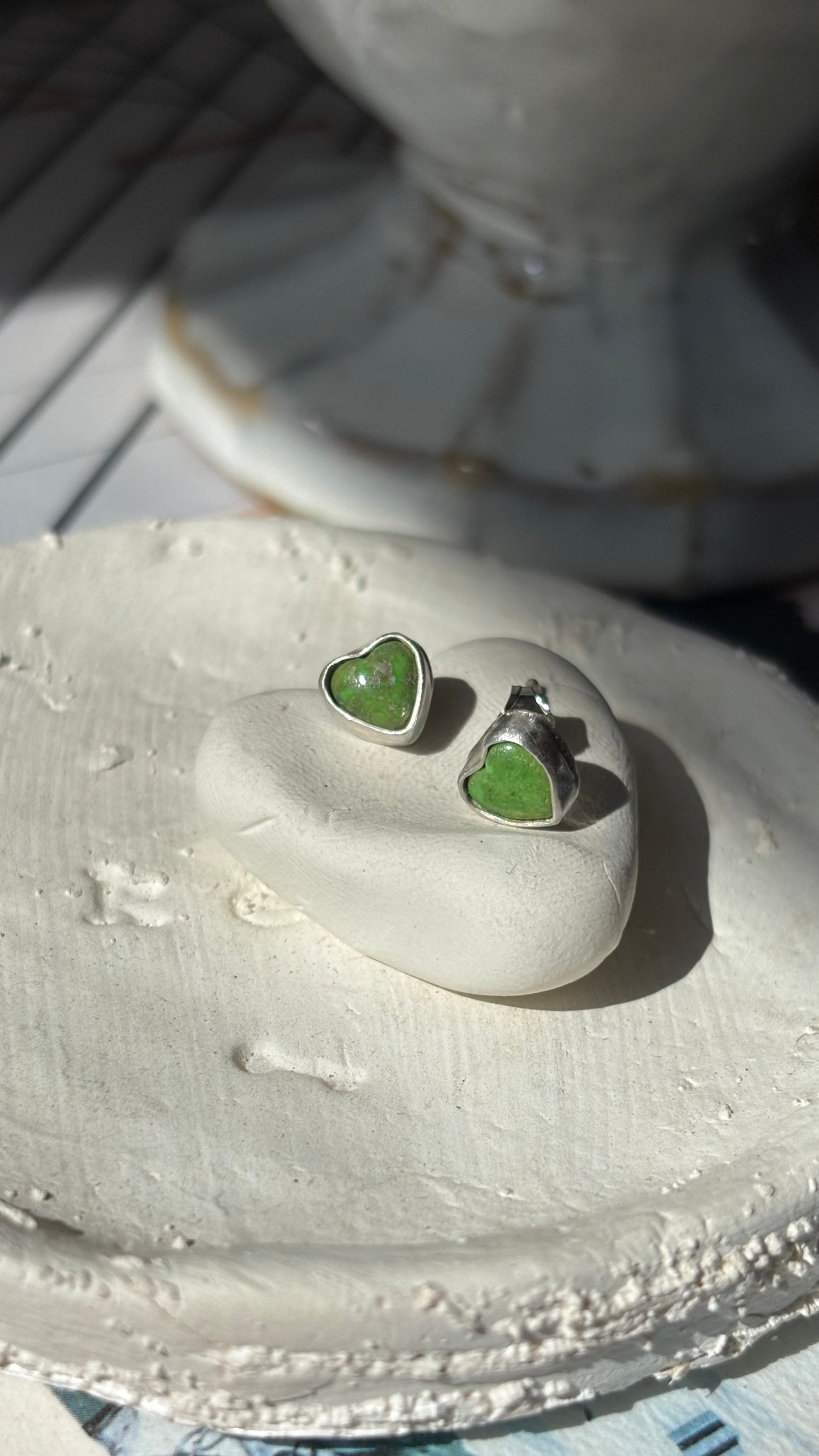Gaspeite  Heart Earrings