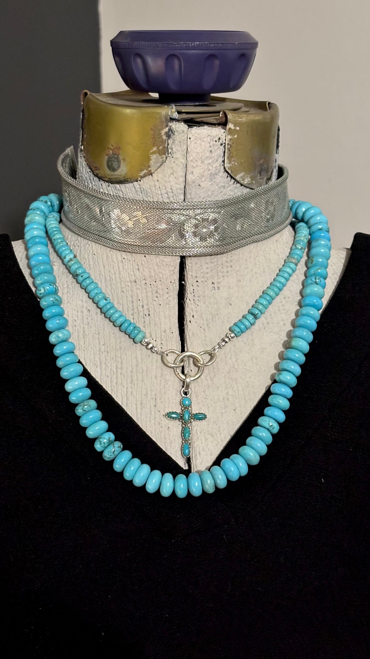Cross and Turquoise Necklace