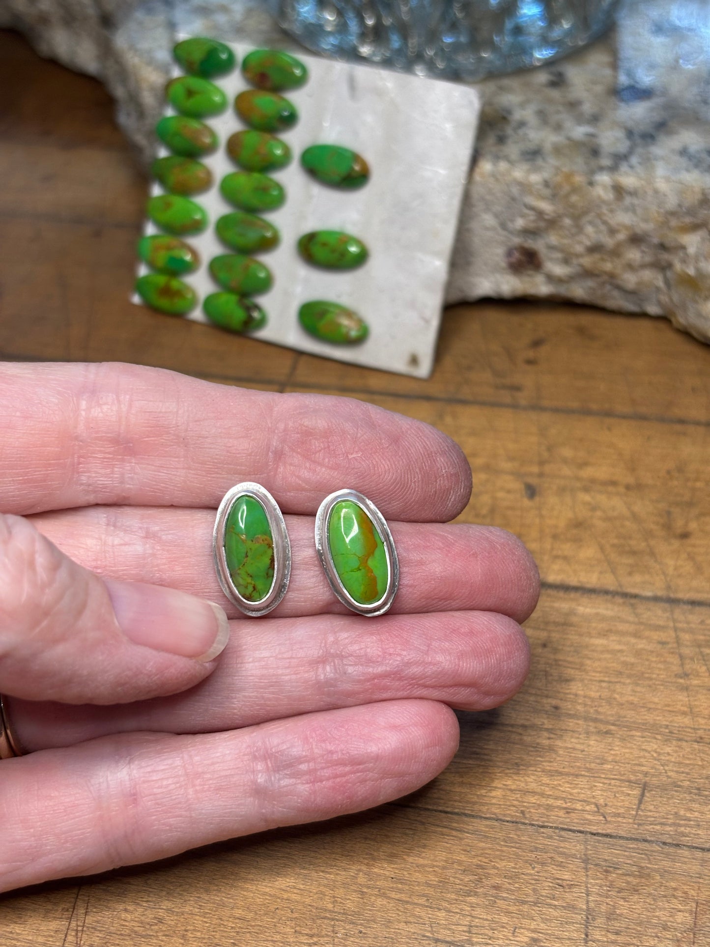Green Mohave Turquoise Earrings