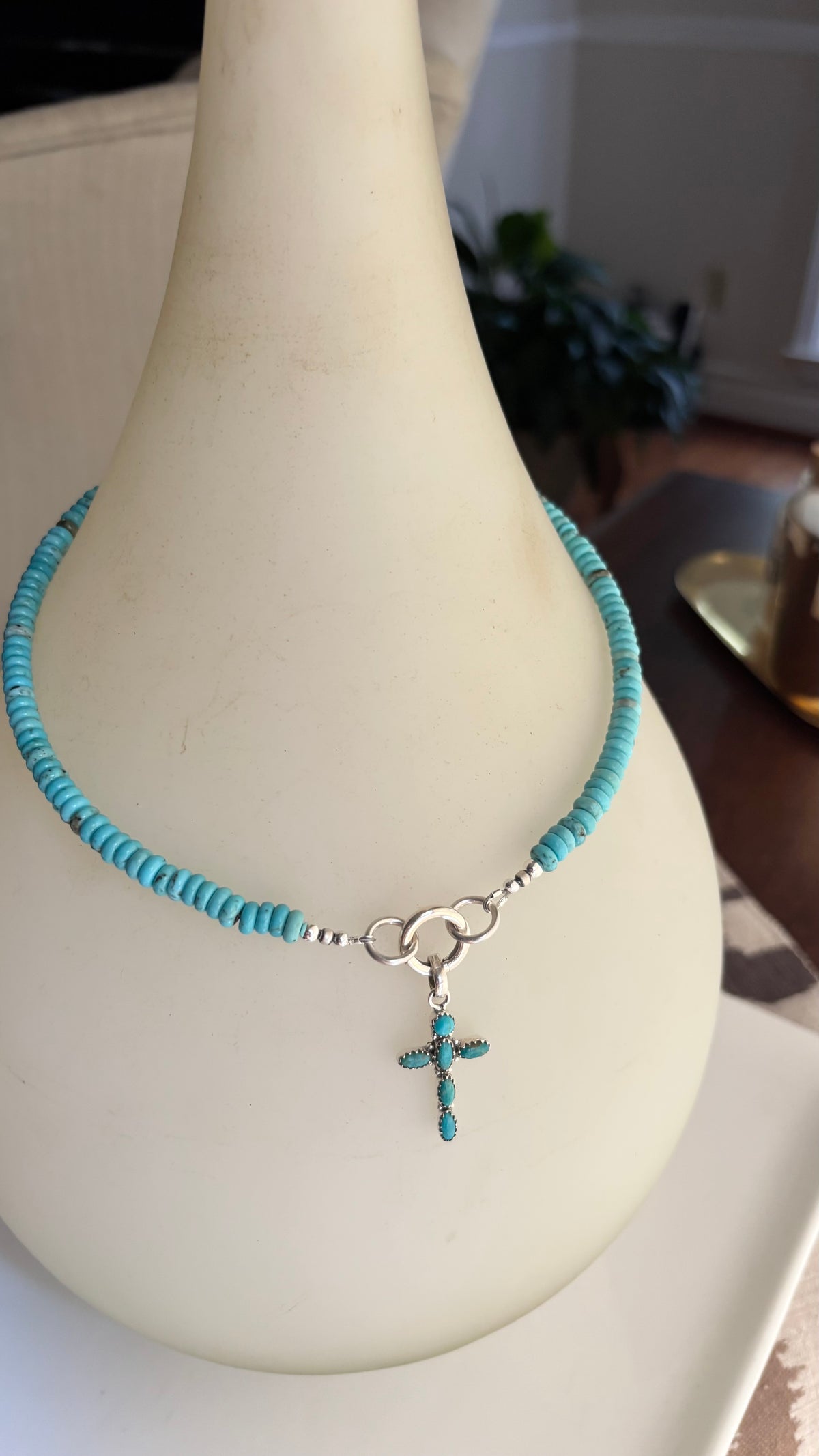 Cross and Turquoise Necklace