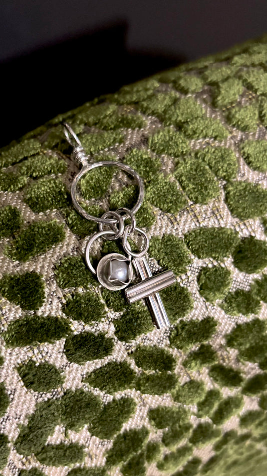 Charm - Cross and Freshwater Pearl