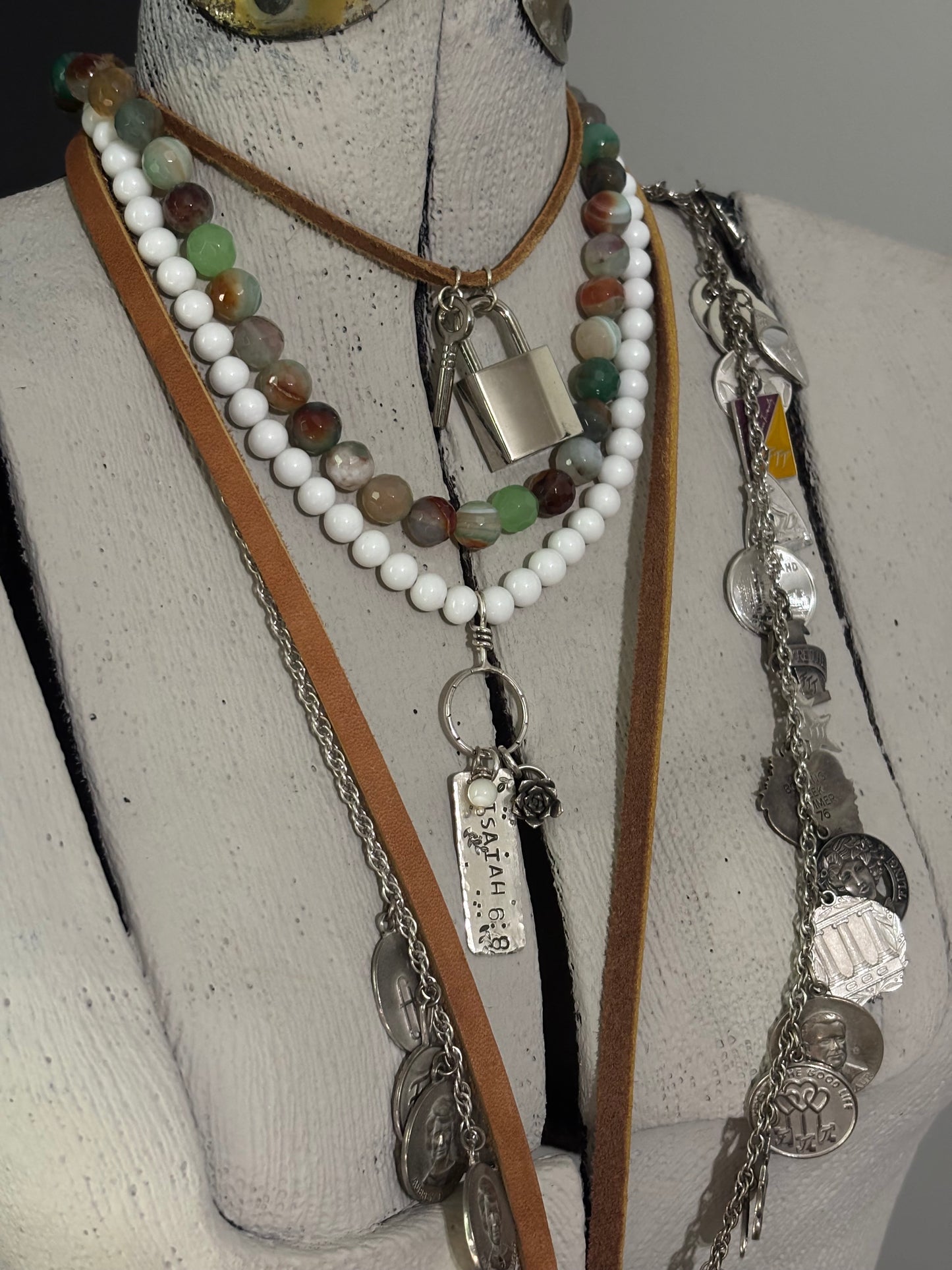 Milk Glass Charm Necklace