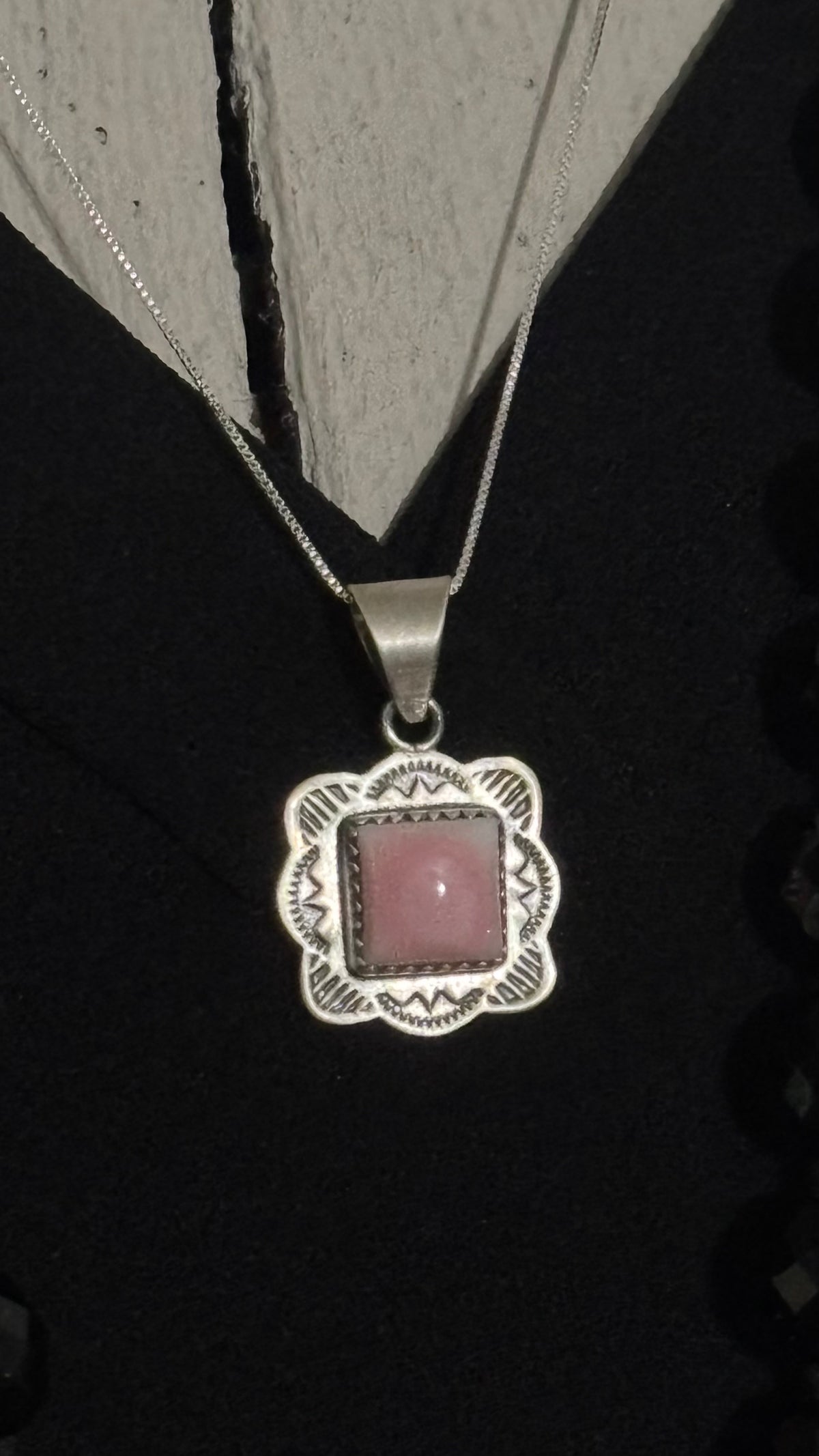 Square Pink Conch Necklace