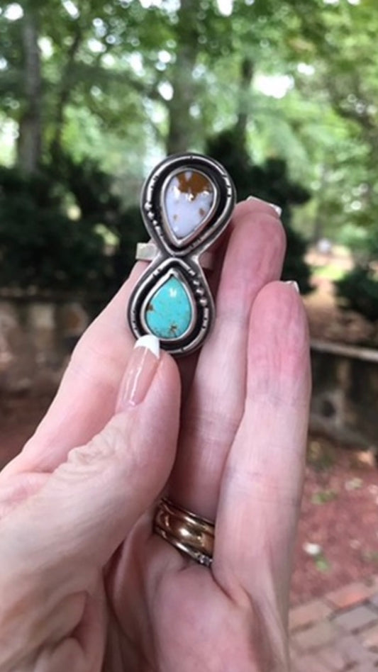 Agate and Turquoise Ring