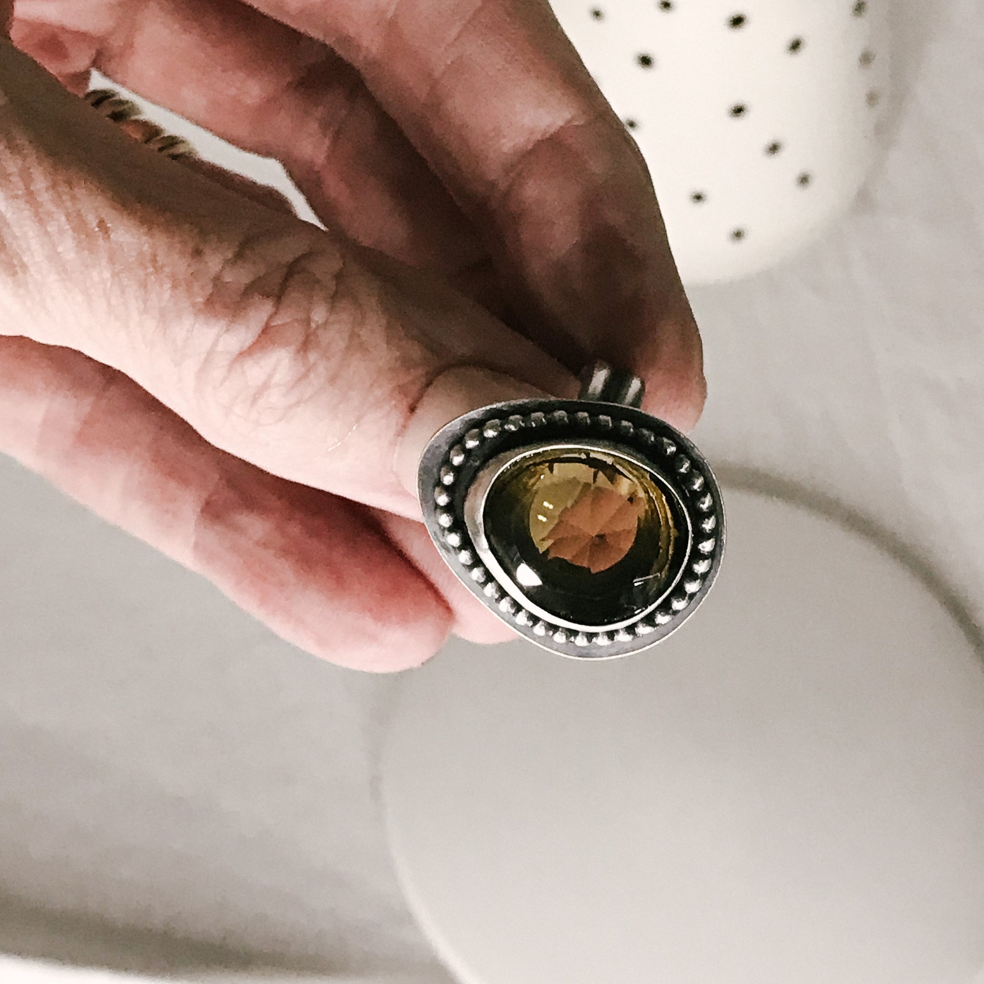 honey quartz ring
