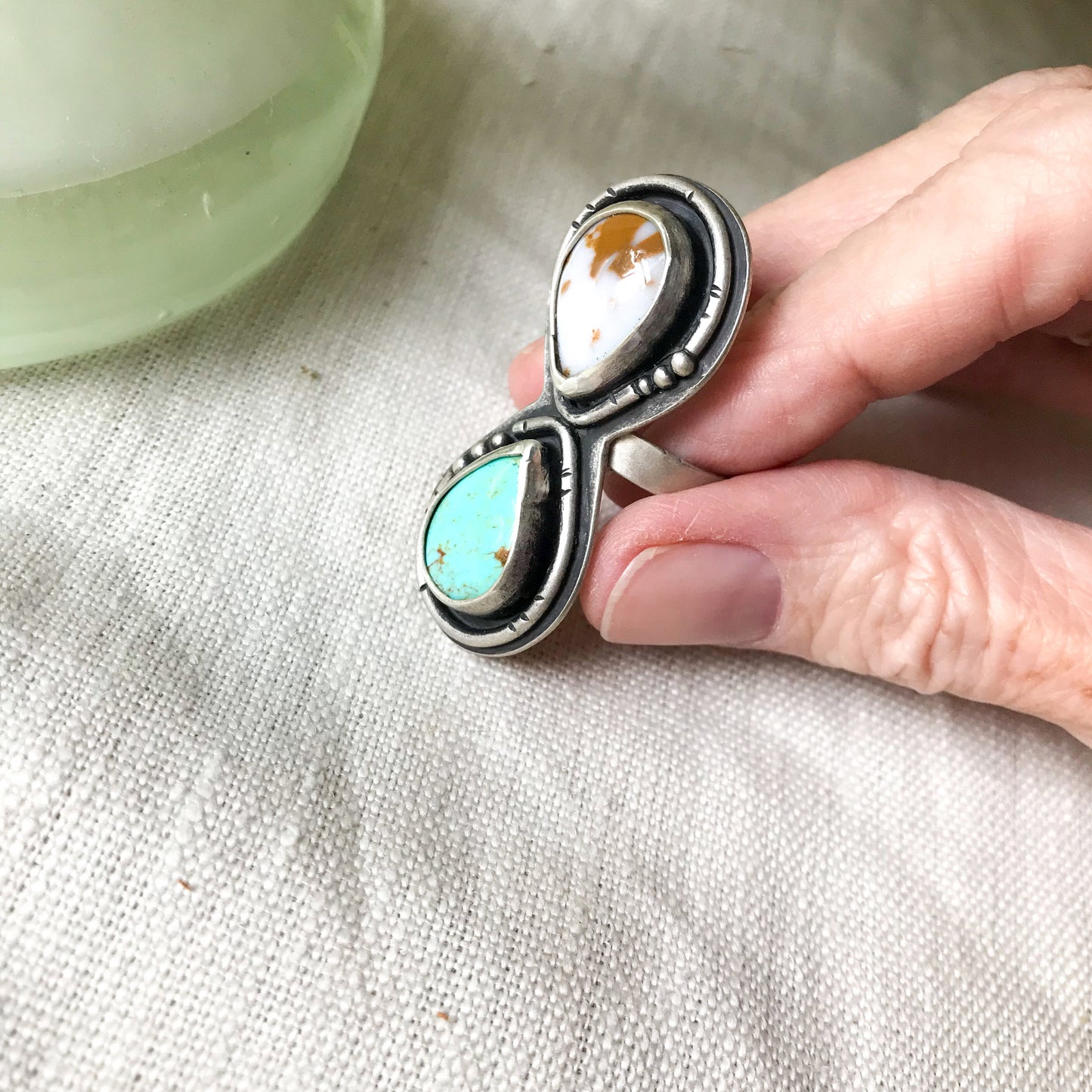 Agate and Turquoise Ring