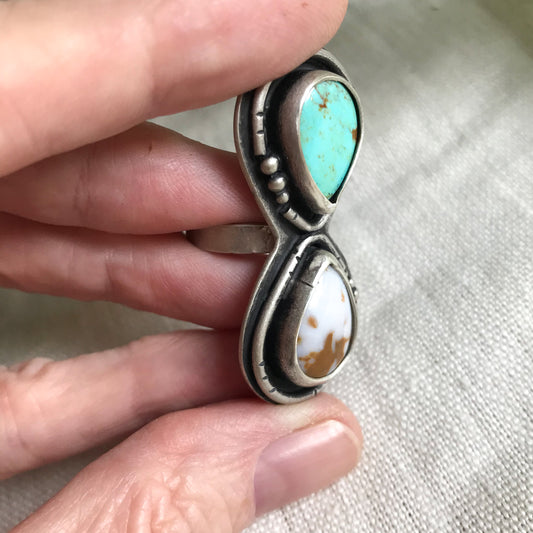 Agate and Turquoise Ring