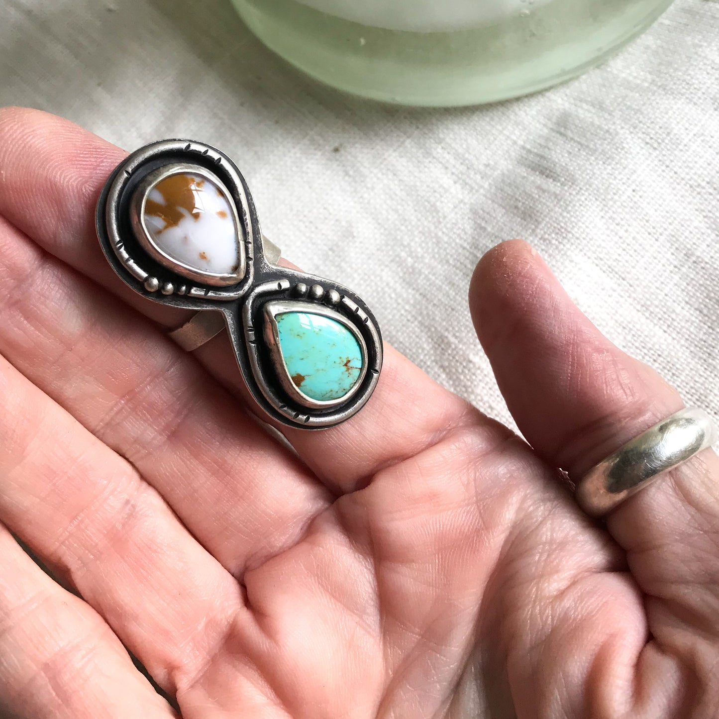 Agate and Turquoise Ring